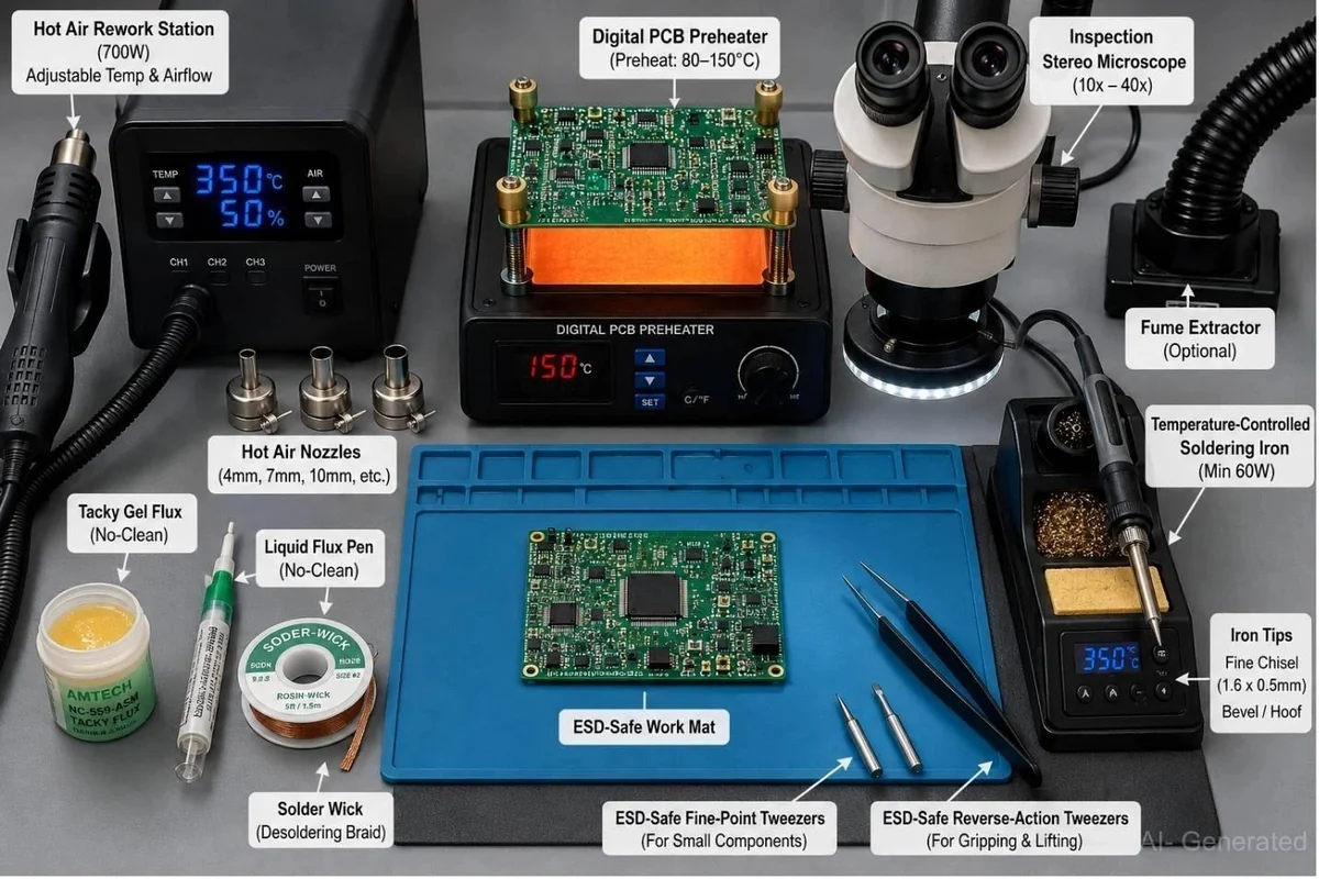 pcb repair rework bench ai generated