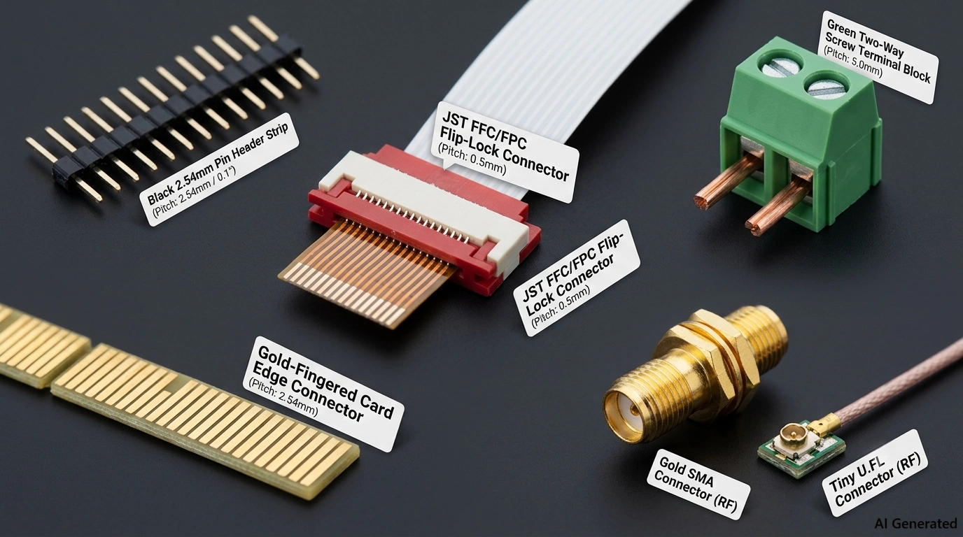 pin header fpc edge rf and co axial pcb connectors