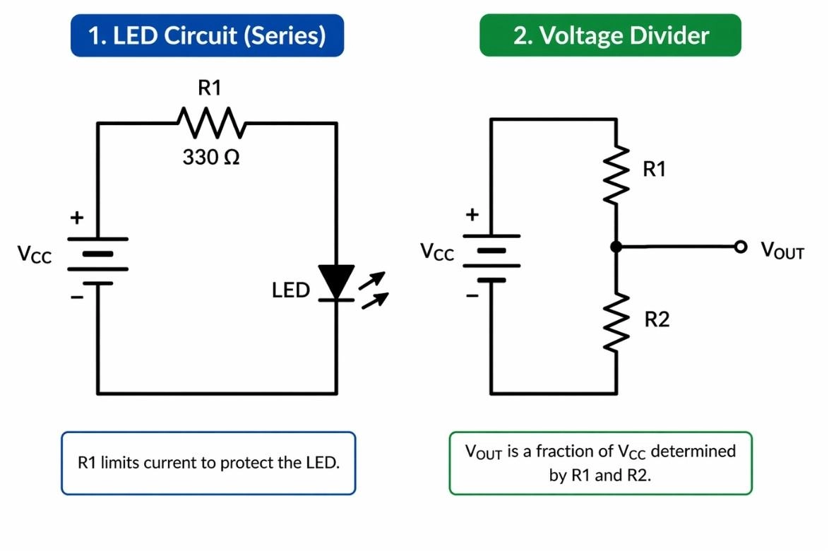 real circuit examples using resistor symbols
