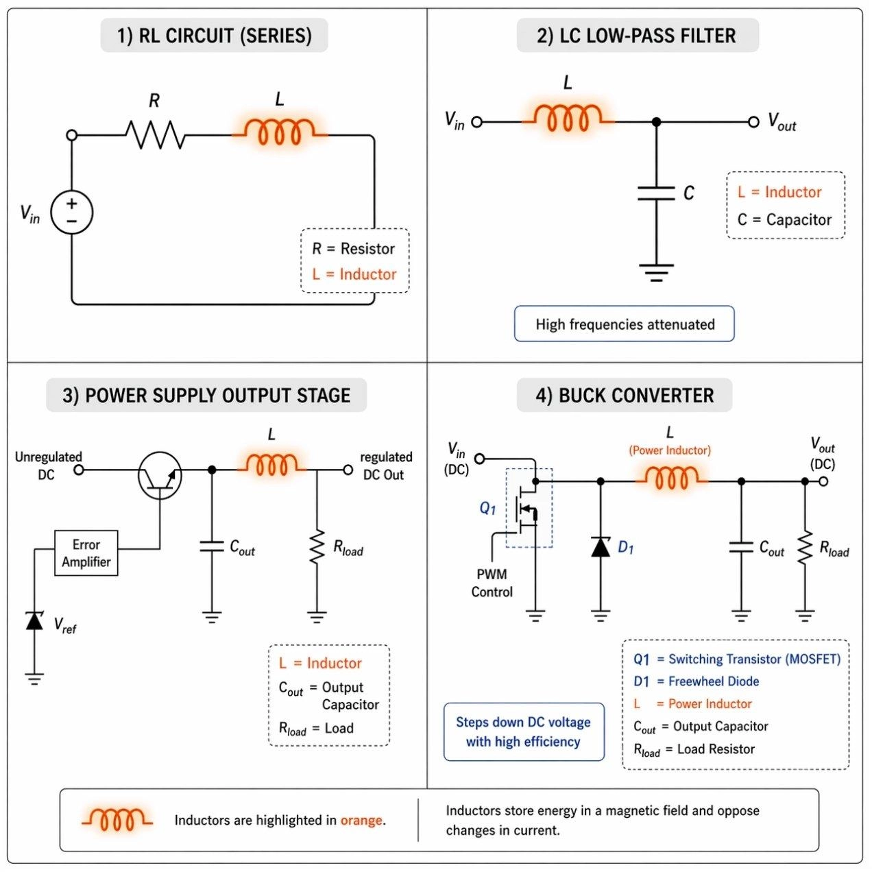 real examples of inductor symbol in circuit diagrams