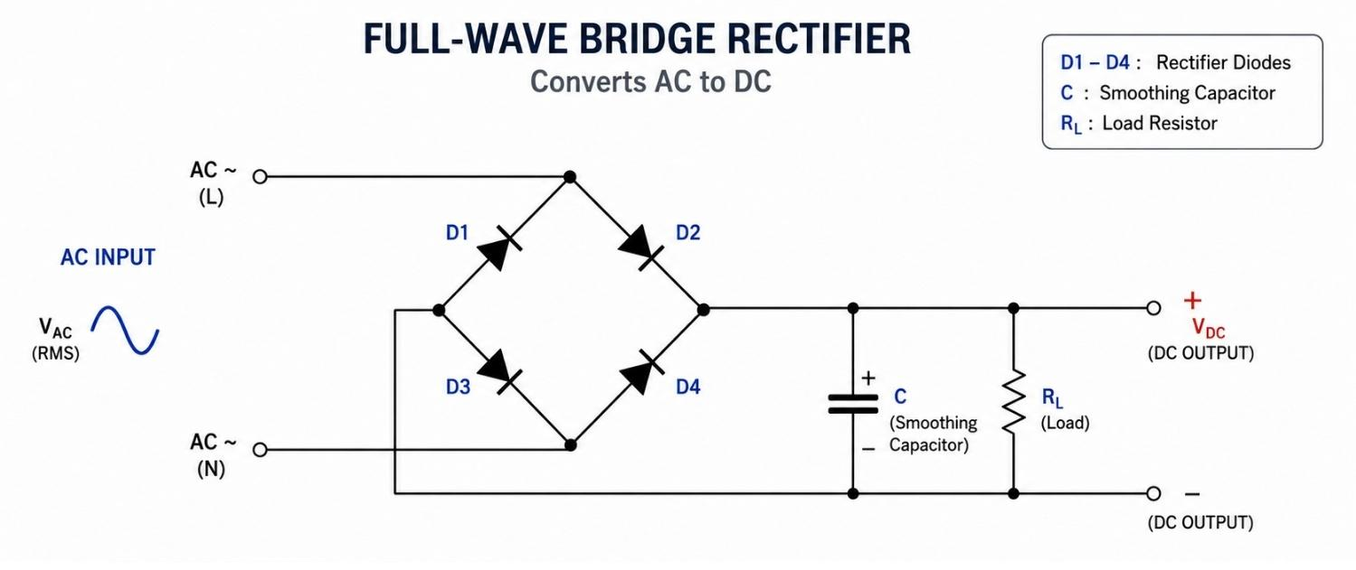 rectifier showing ac input conversion to a dc output