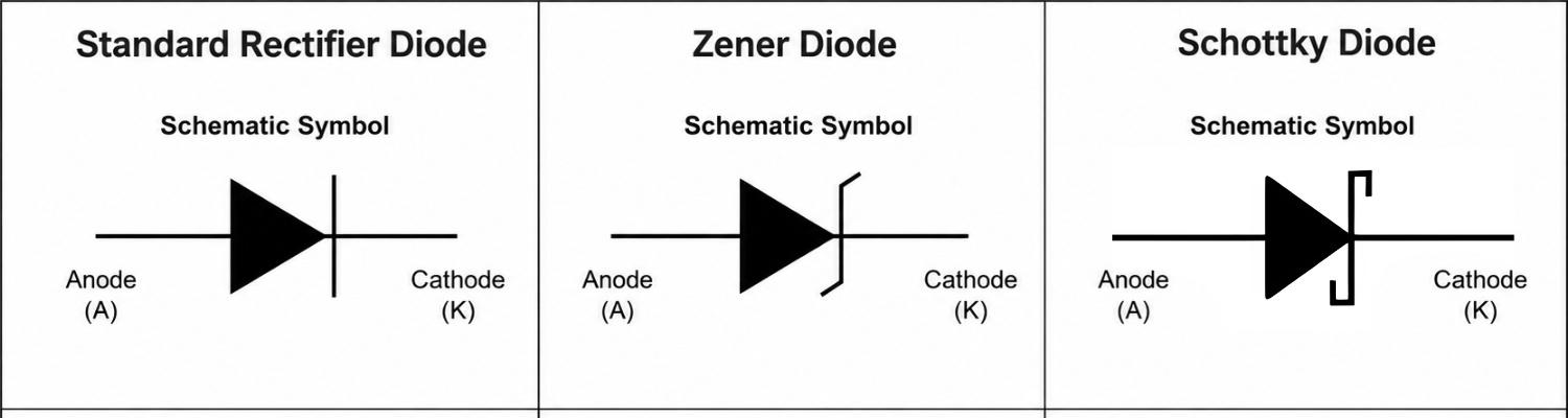rectifier zener and schottky schematic symbols
