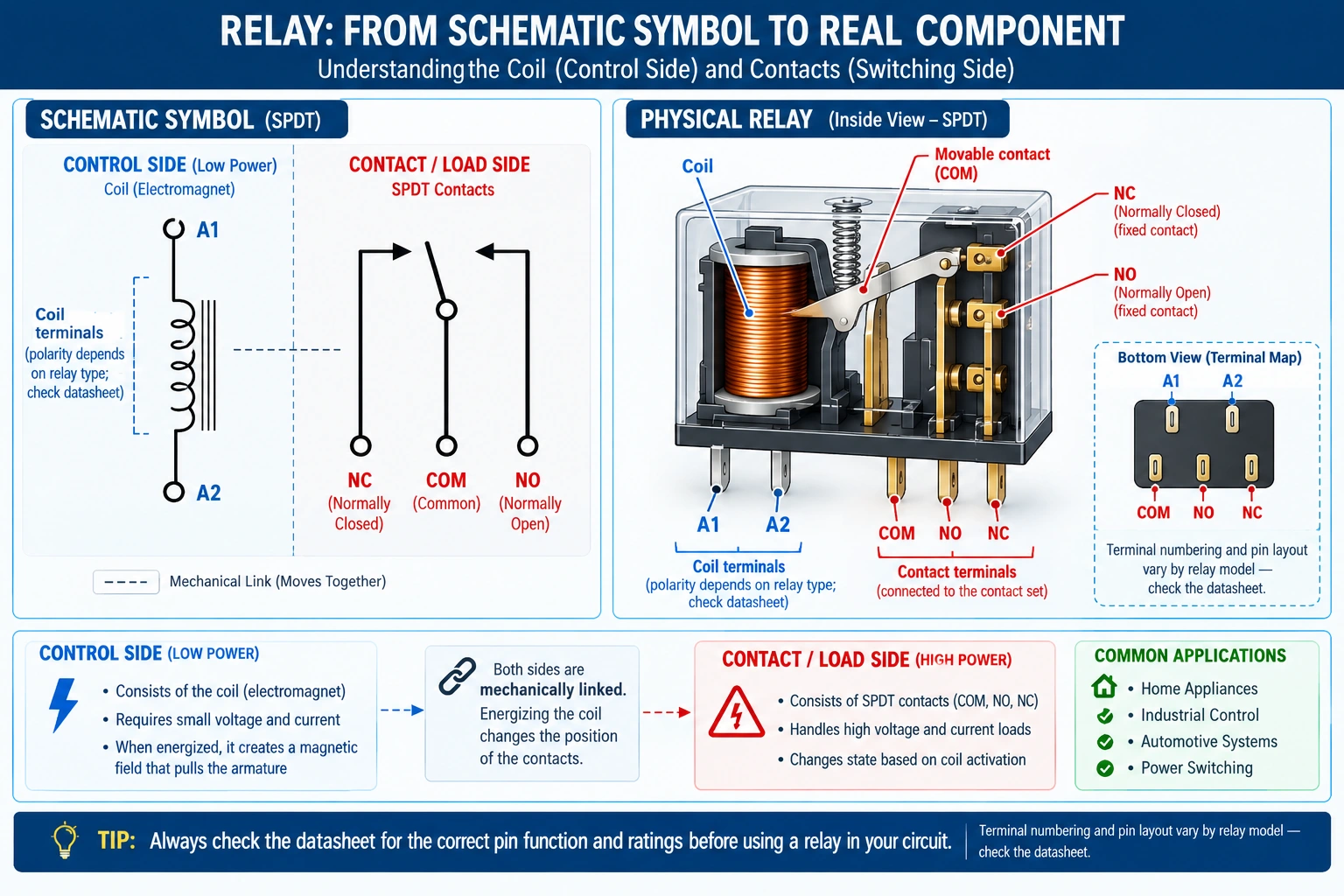 relay schematic symbol vs real component new