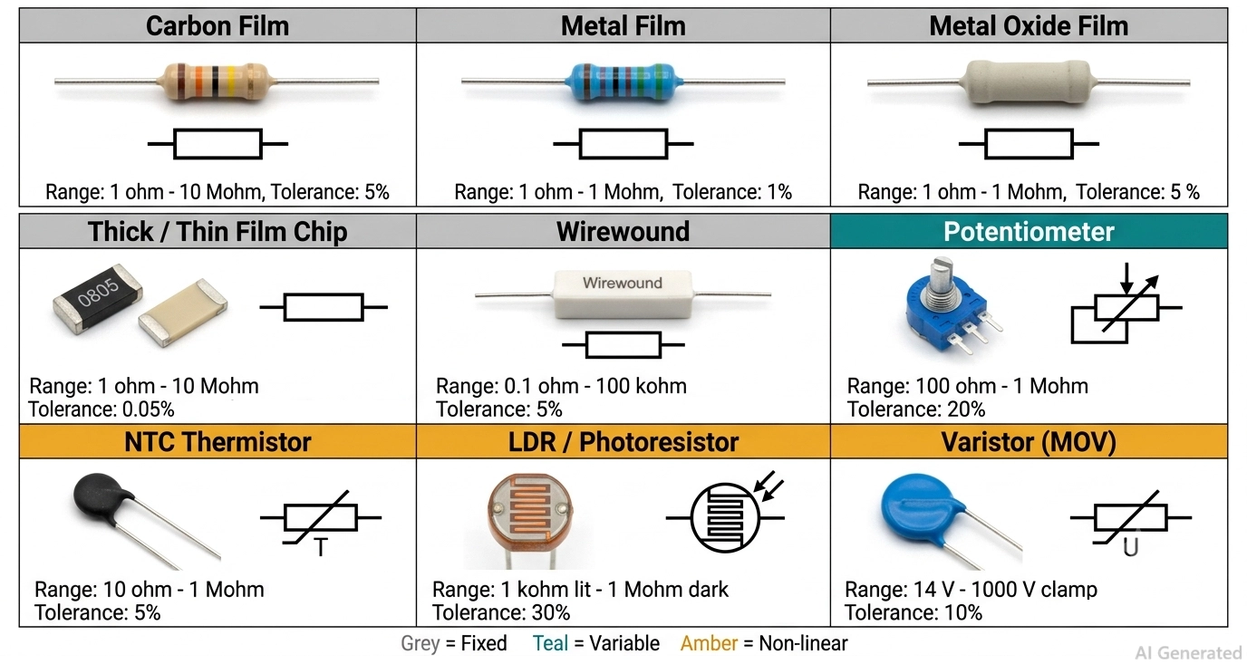 resistor types chart
