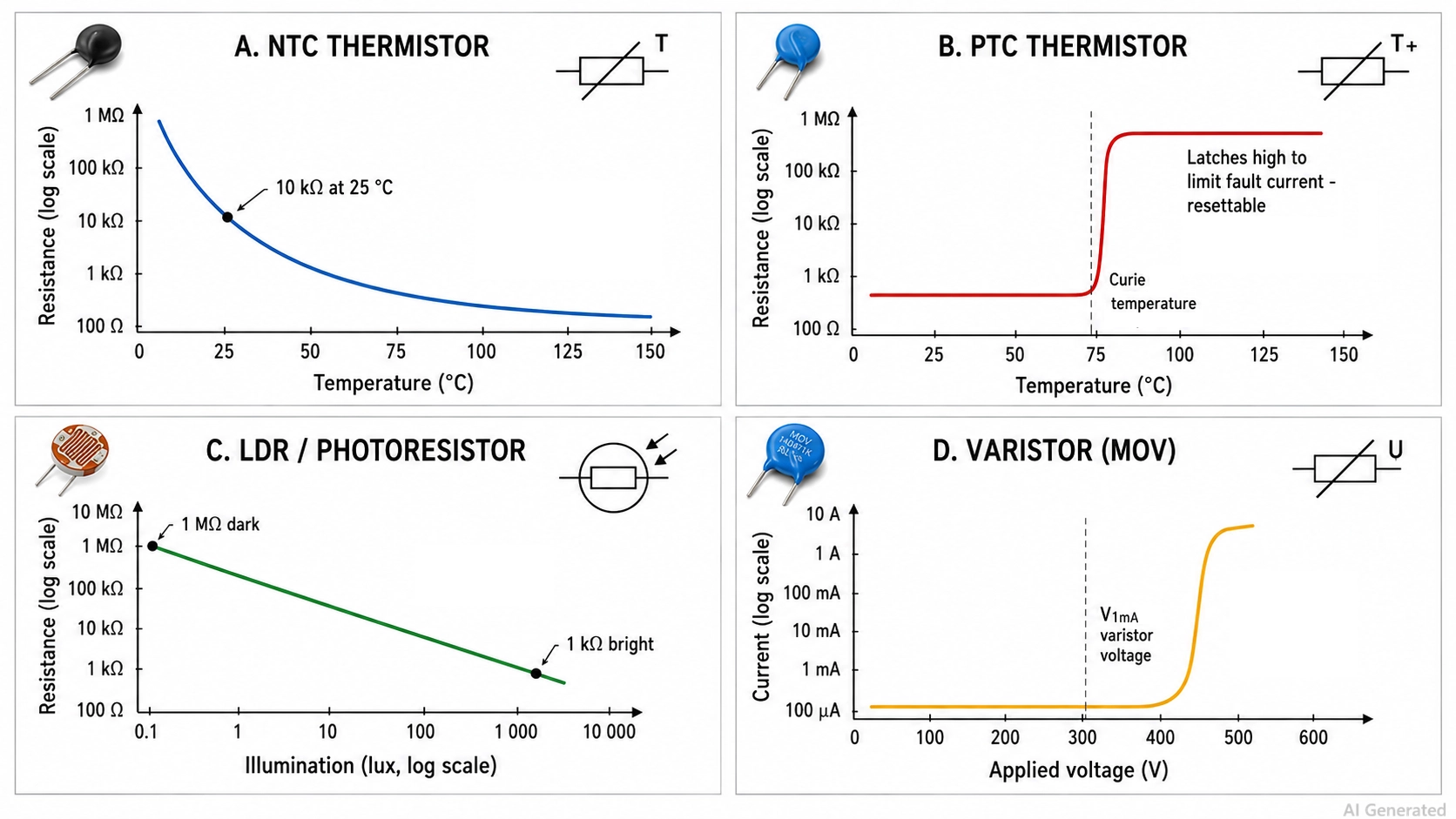 response curves for non linear resistor types
