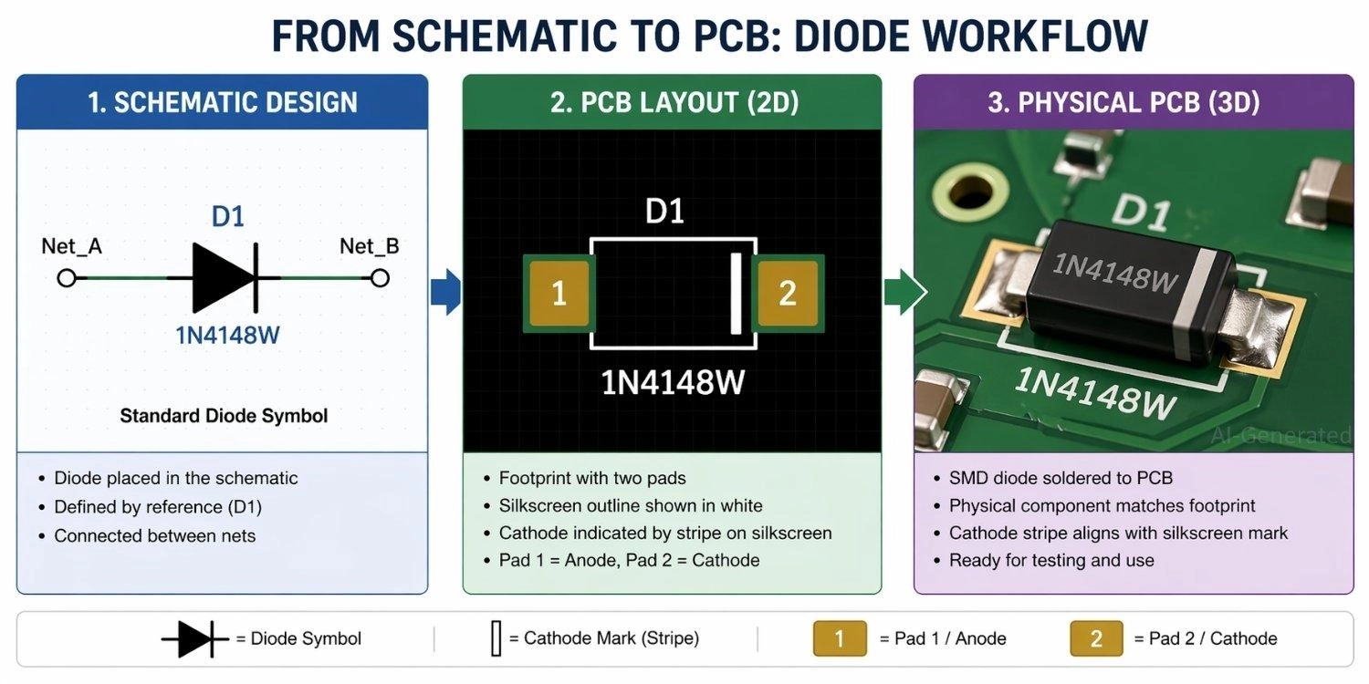 schematic to pcb workflow for diodes
