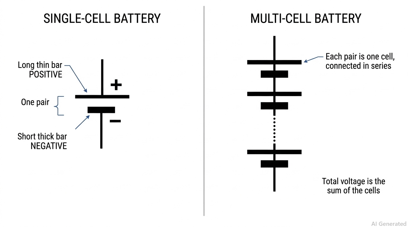 single cell and multi cell battery symbols