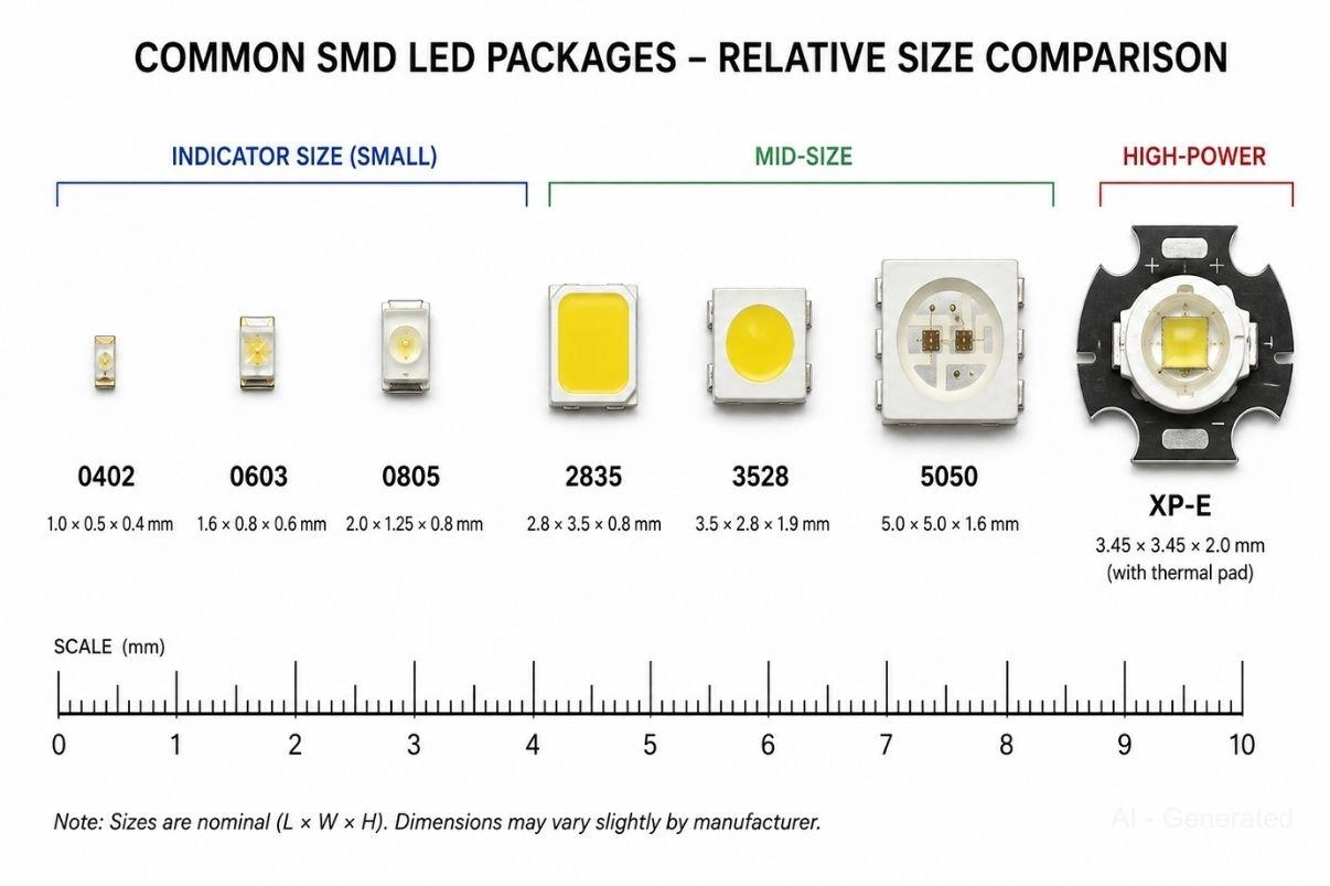 smd led package sizes
