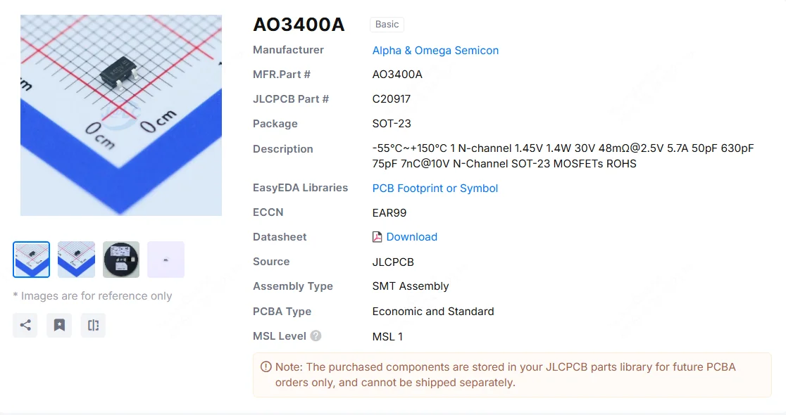 smd mosfet code 01 parts library ao3400a