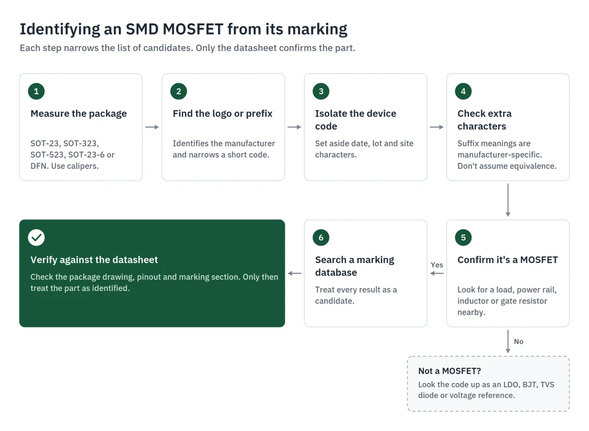 smd mosfet code 05 identification steps