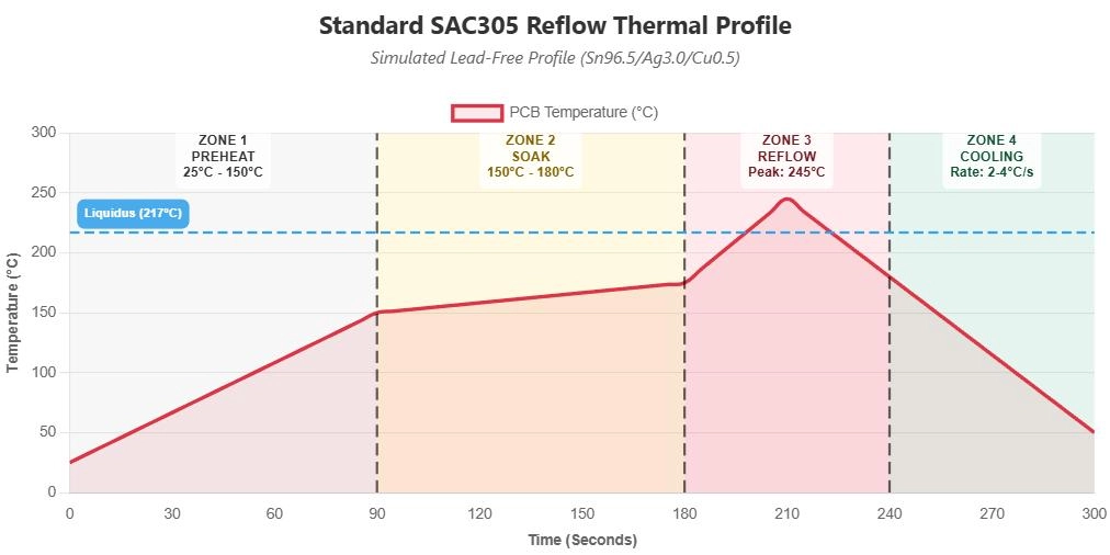 smt reflow soldering temperature profile graph
