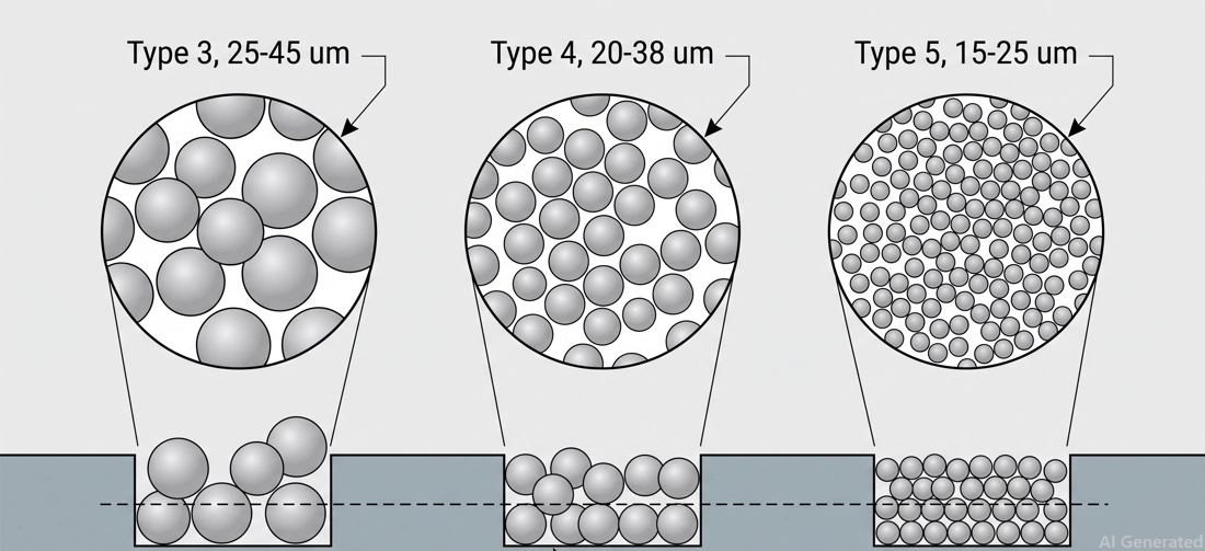 solder powder type 3, type 4, and type 5