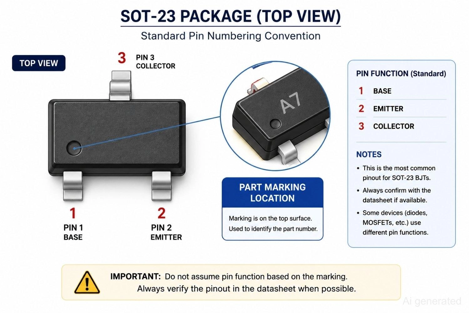 sot 23 package top view pin numbering