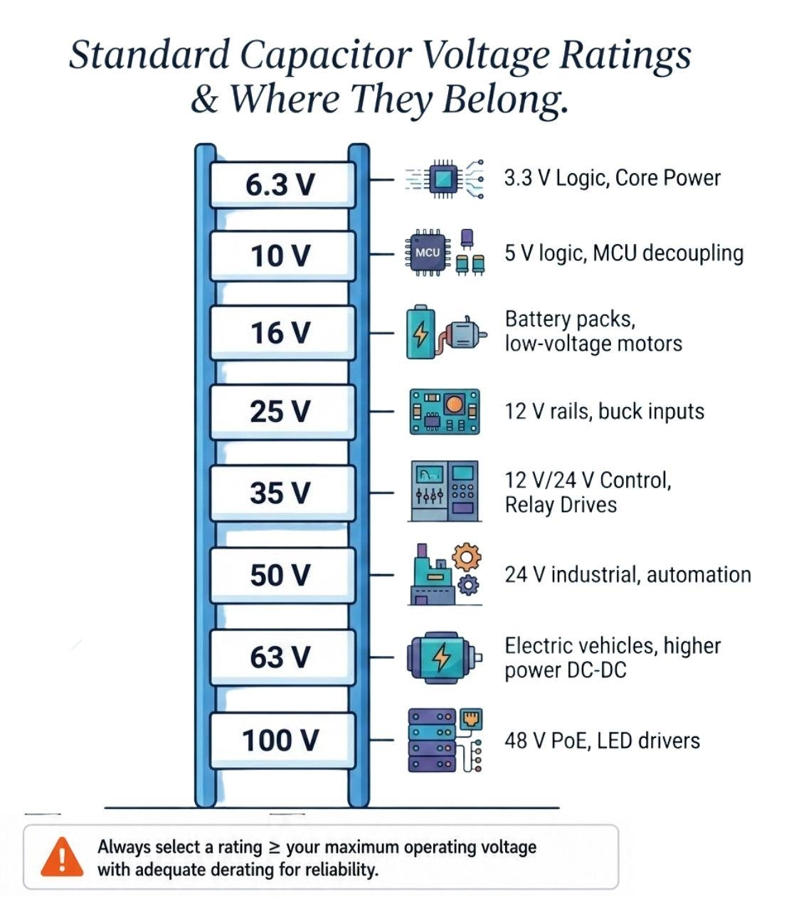 standard capacitor voltage ratings
