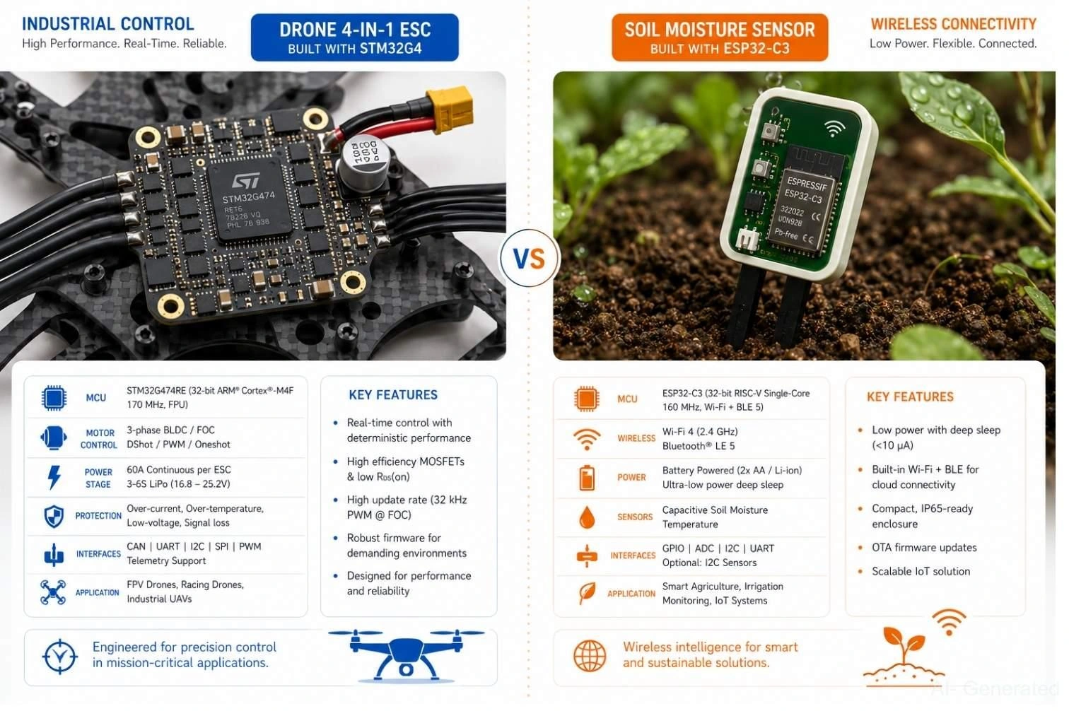 stm32 based drone esc vs esp32 based battery sensor