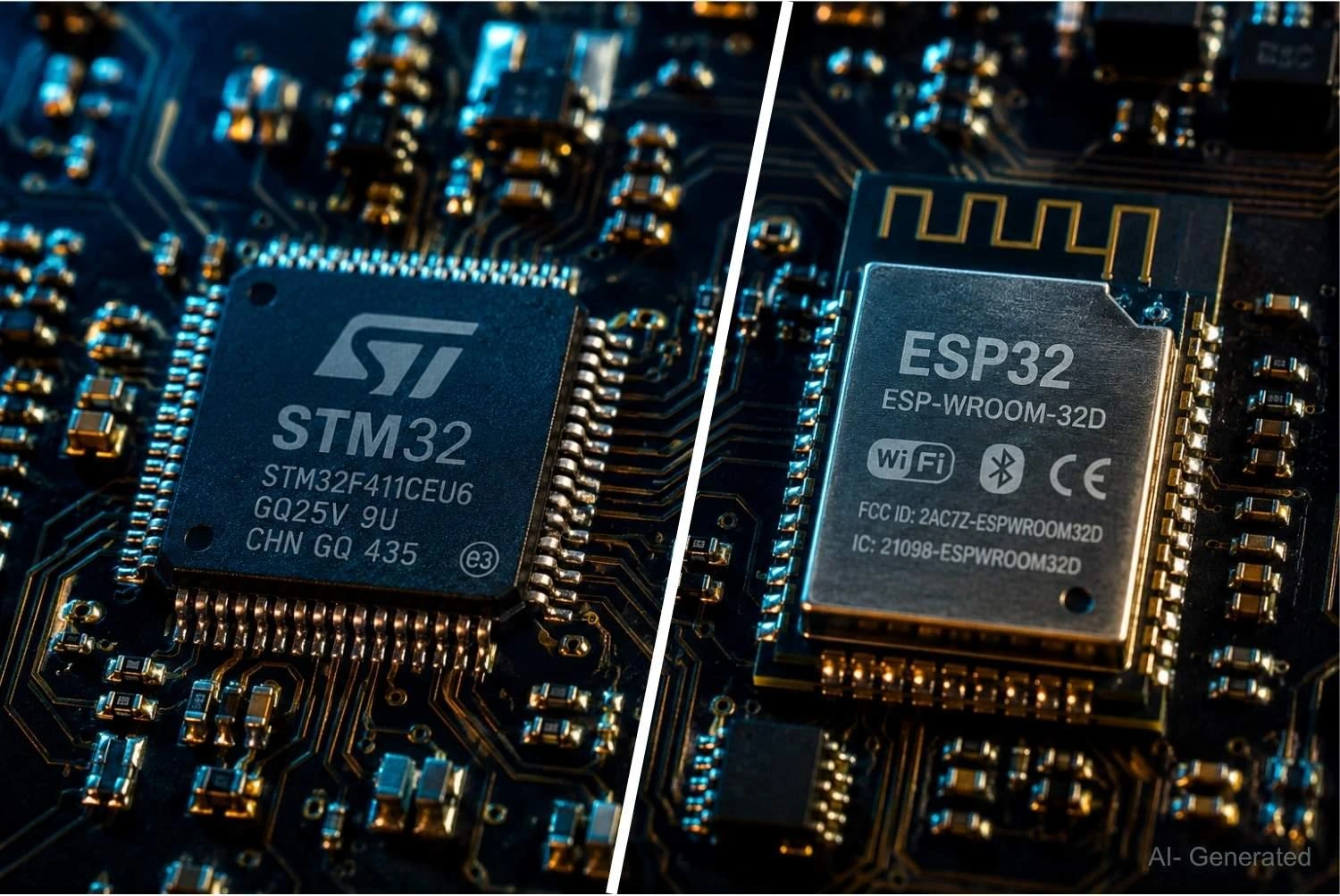 stm32 microcontroller and an esp32 wireless module