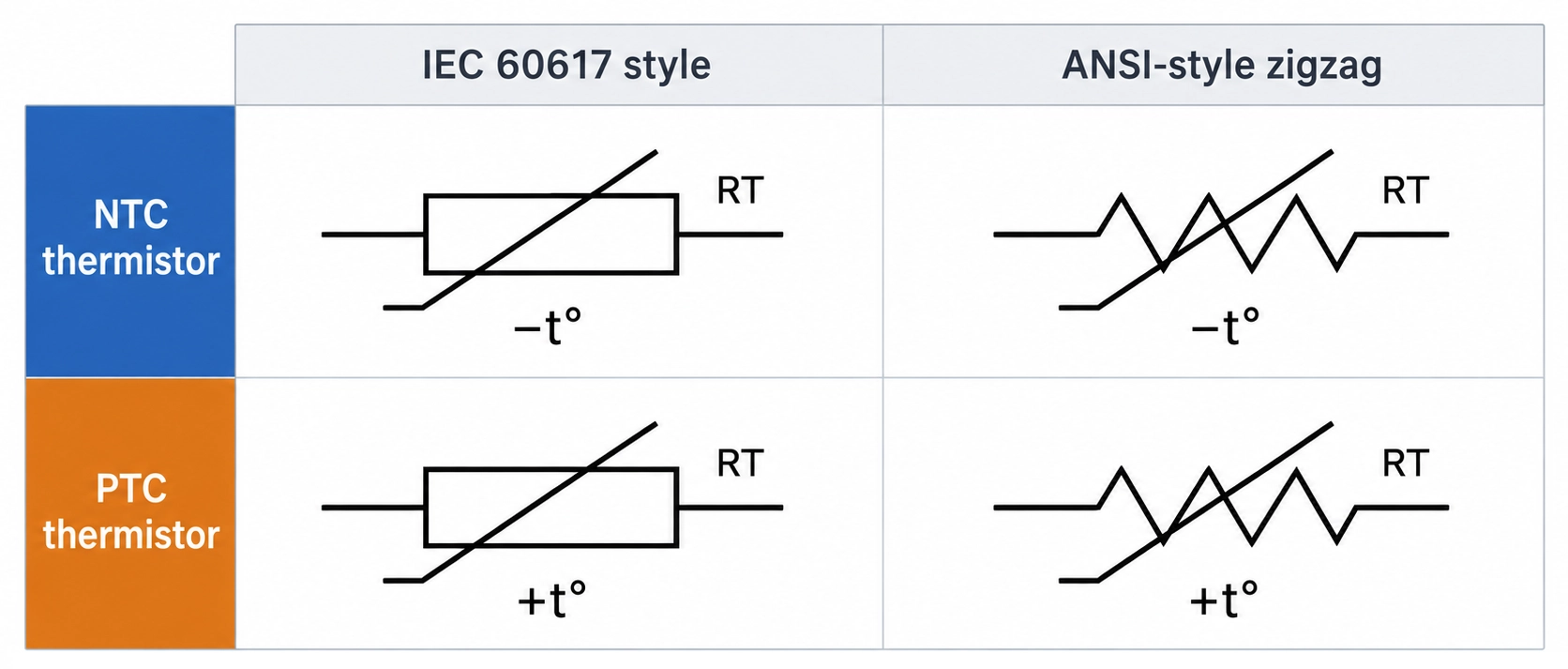 thermistor symbol chart