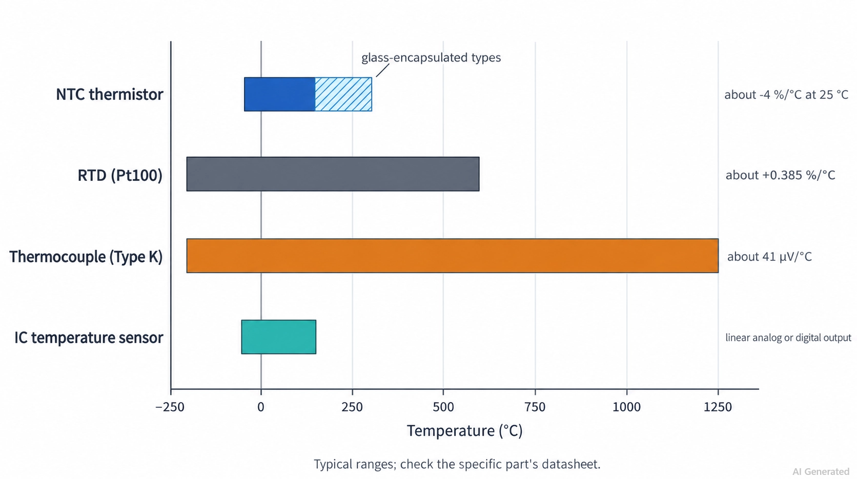 thermistor vs rtd vs thermocouple vs ic temperature sensor