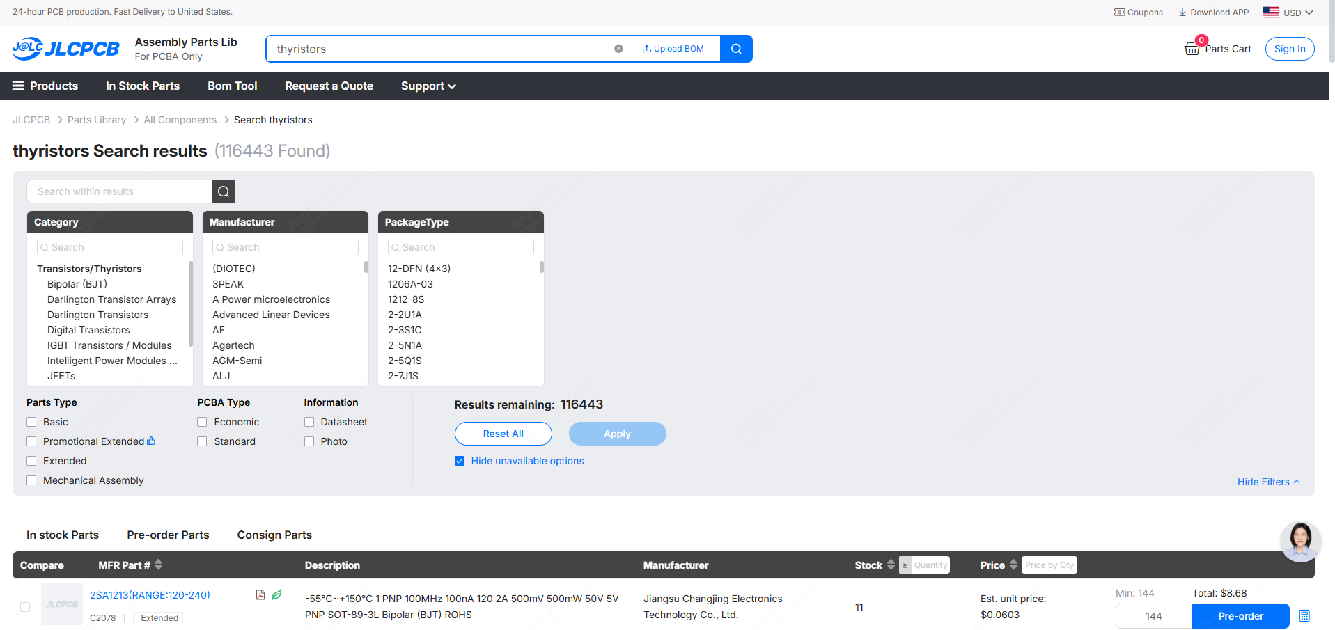 thyristors from jlcpcb parts library