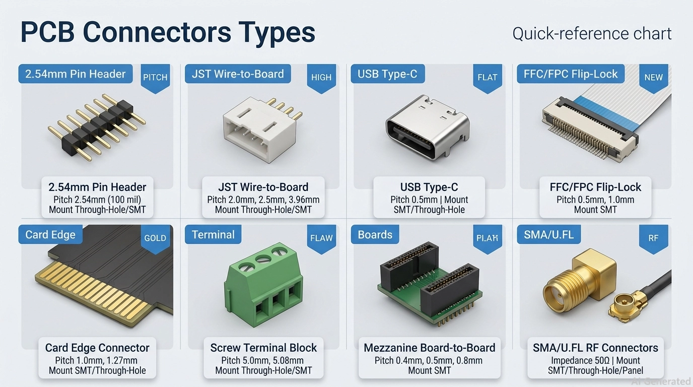 types of pcb connectors