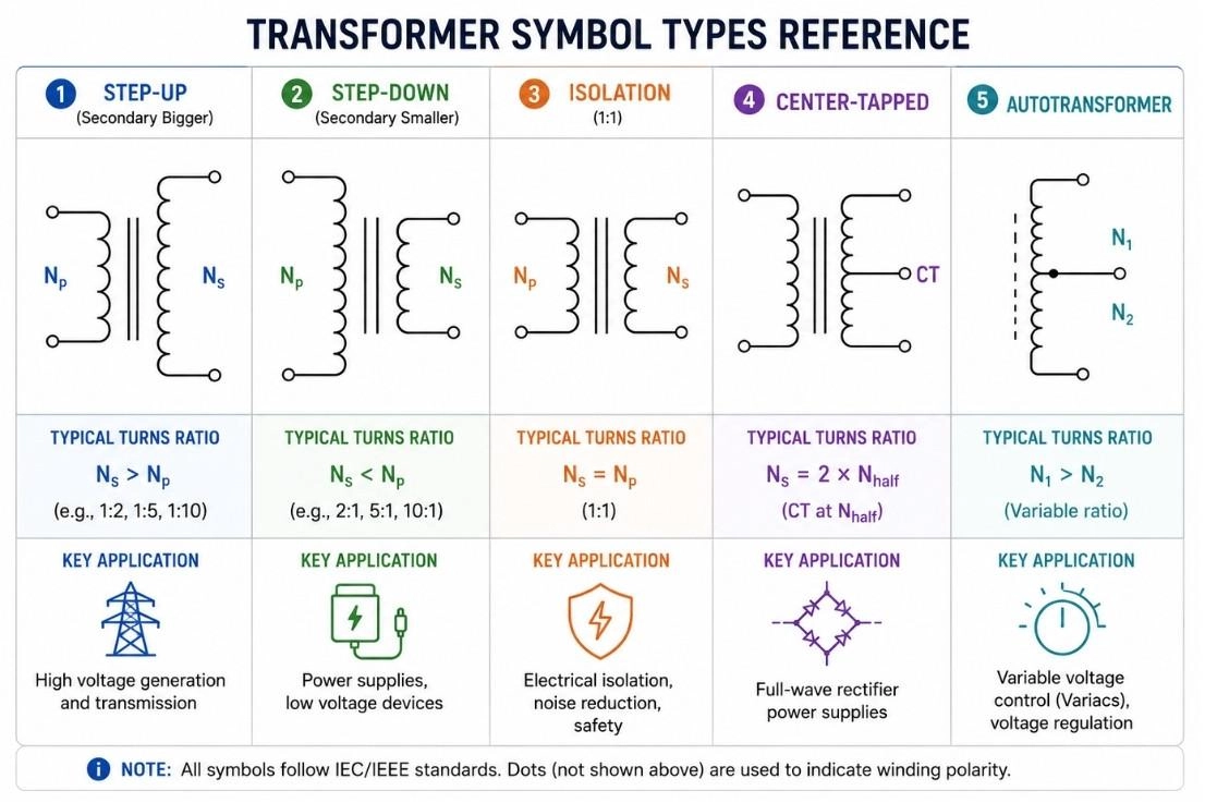 types of transformer symbols