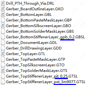 FPC Gerber layer naming rules for stiffener
