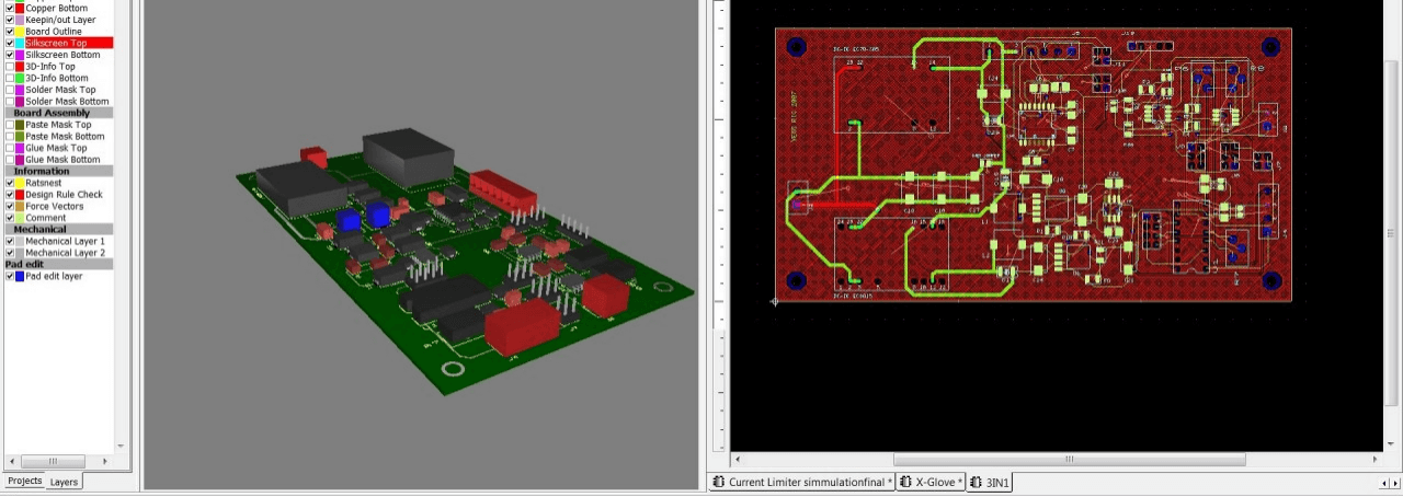3D model and 2D PCB layout drawing comparison