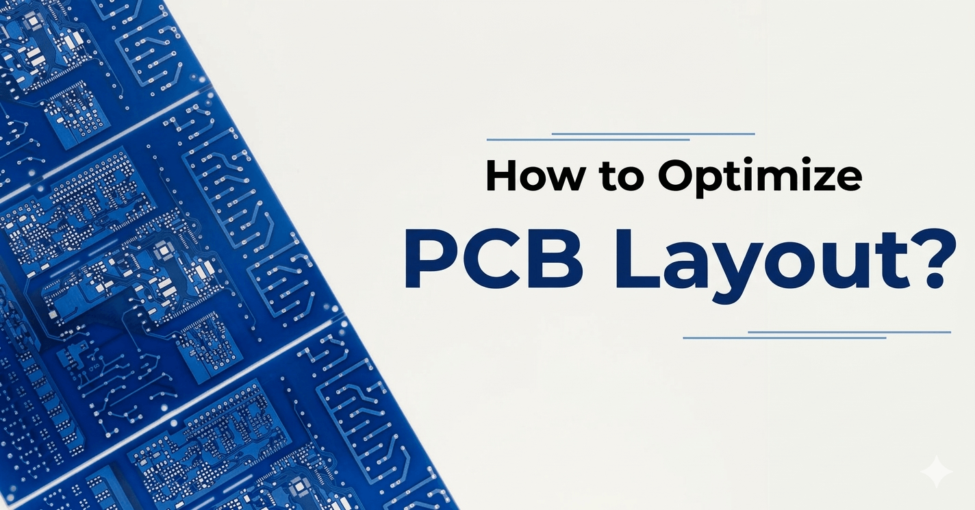 Educational header image for a blog or guide focusing on PCB layout optimization. The design features a stylized blue printed circuit board background with modern typography.