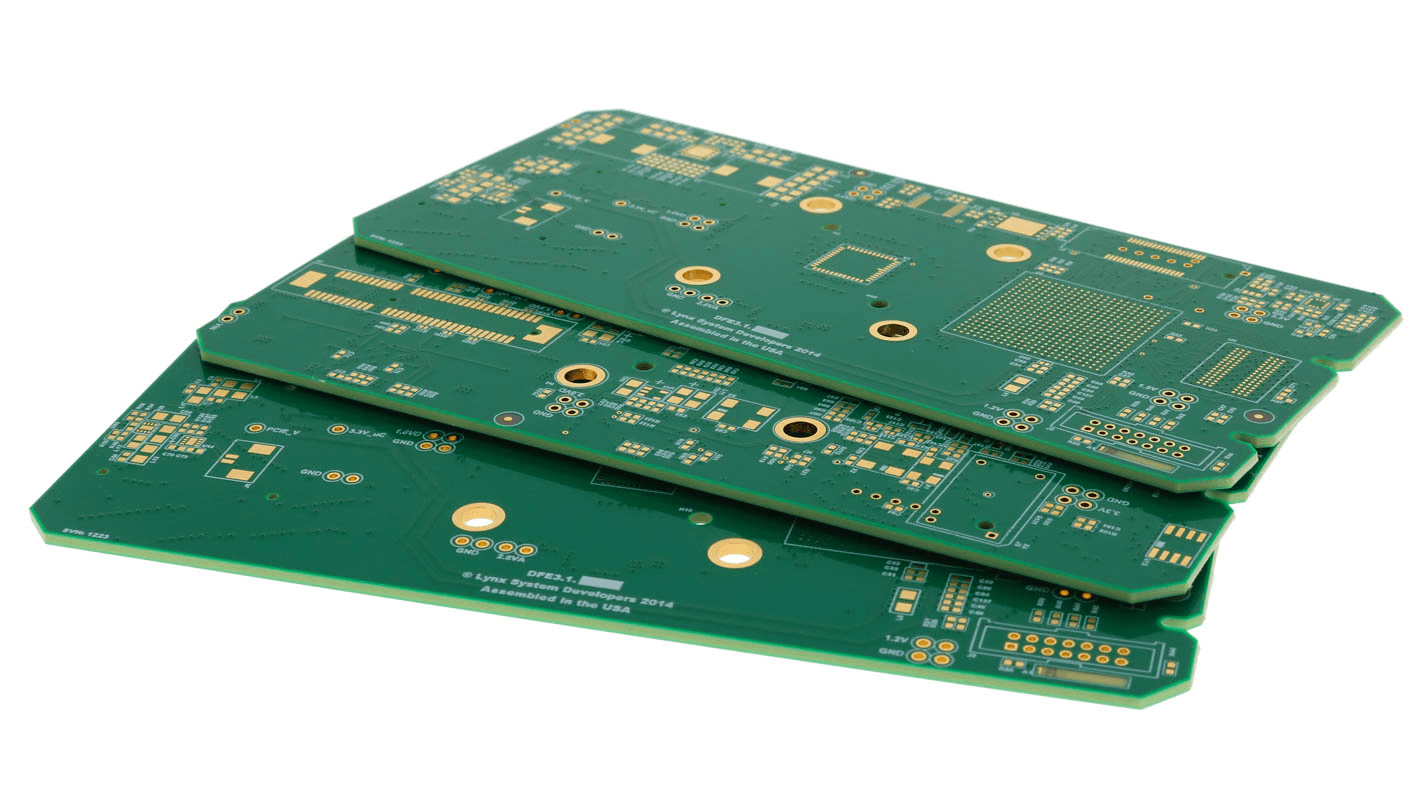 Stacked green printed circuit boards for fabrication