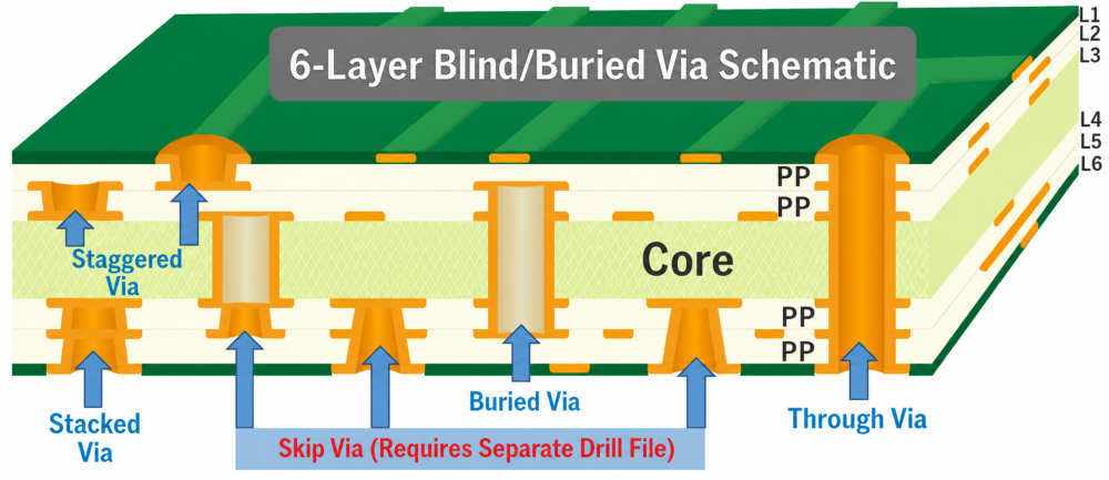 6 layer blind buried via schematic