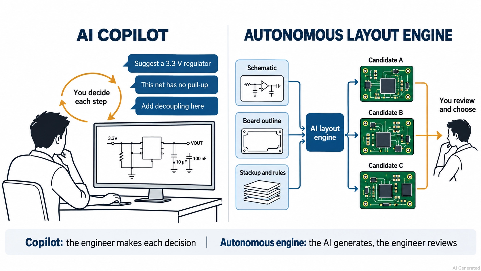 ai copilot compared autonomous layout engine in pcb design