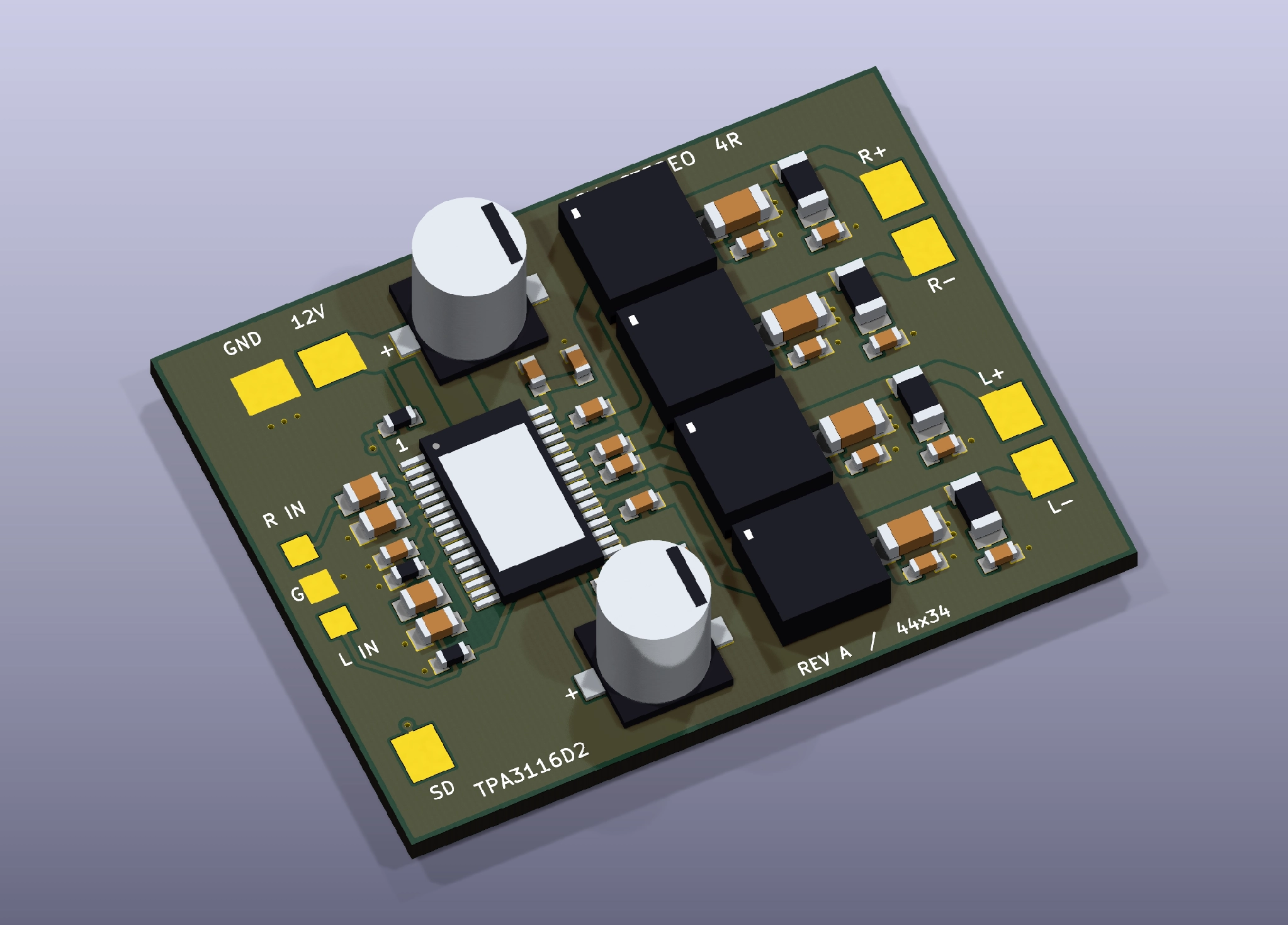 an approximate kicad 3d visualization