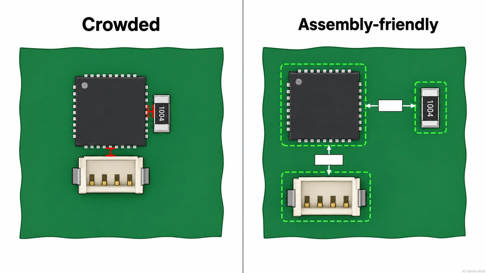 assembly friendly component spacing