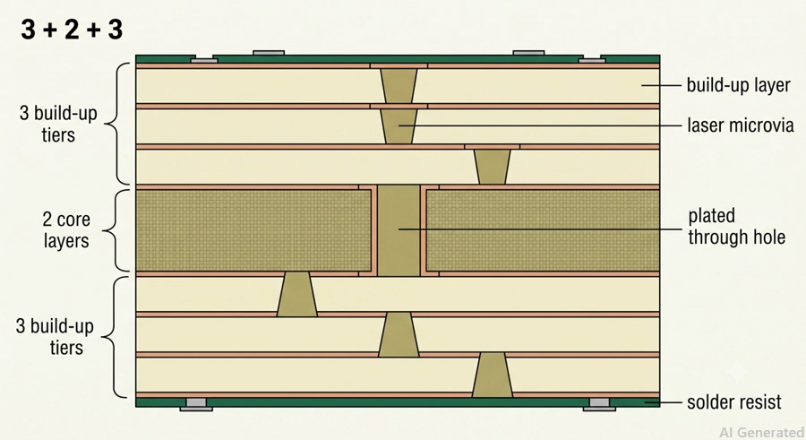 build up notation showing microvia tiers
