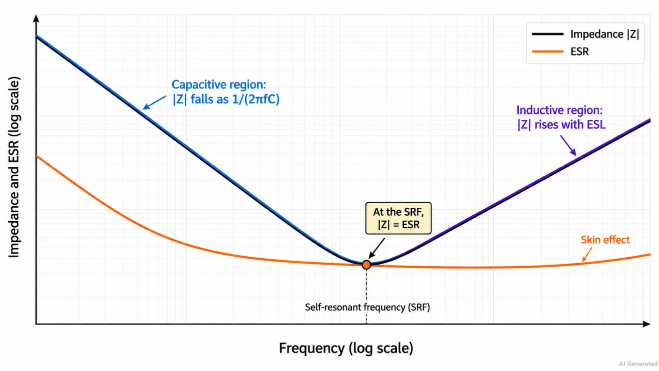 capacitor esr and impedance vs frequency