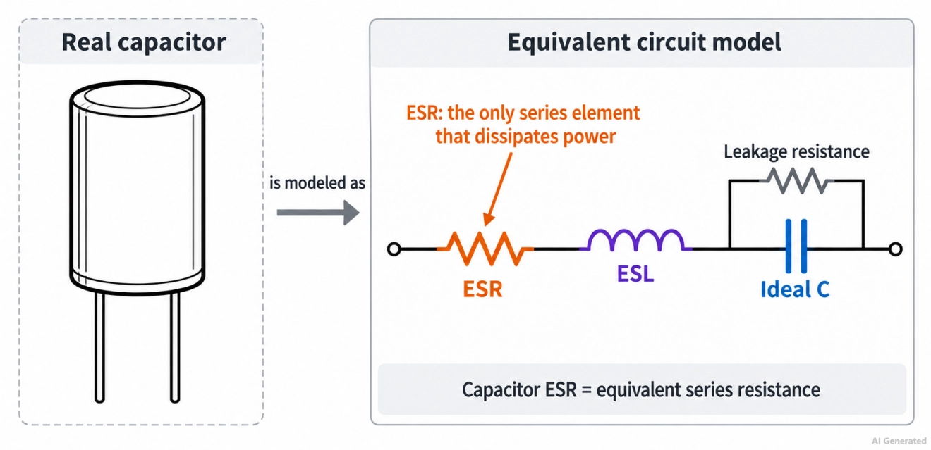 capacitor esr equivalent circuit with esr and esl in series