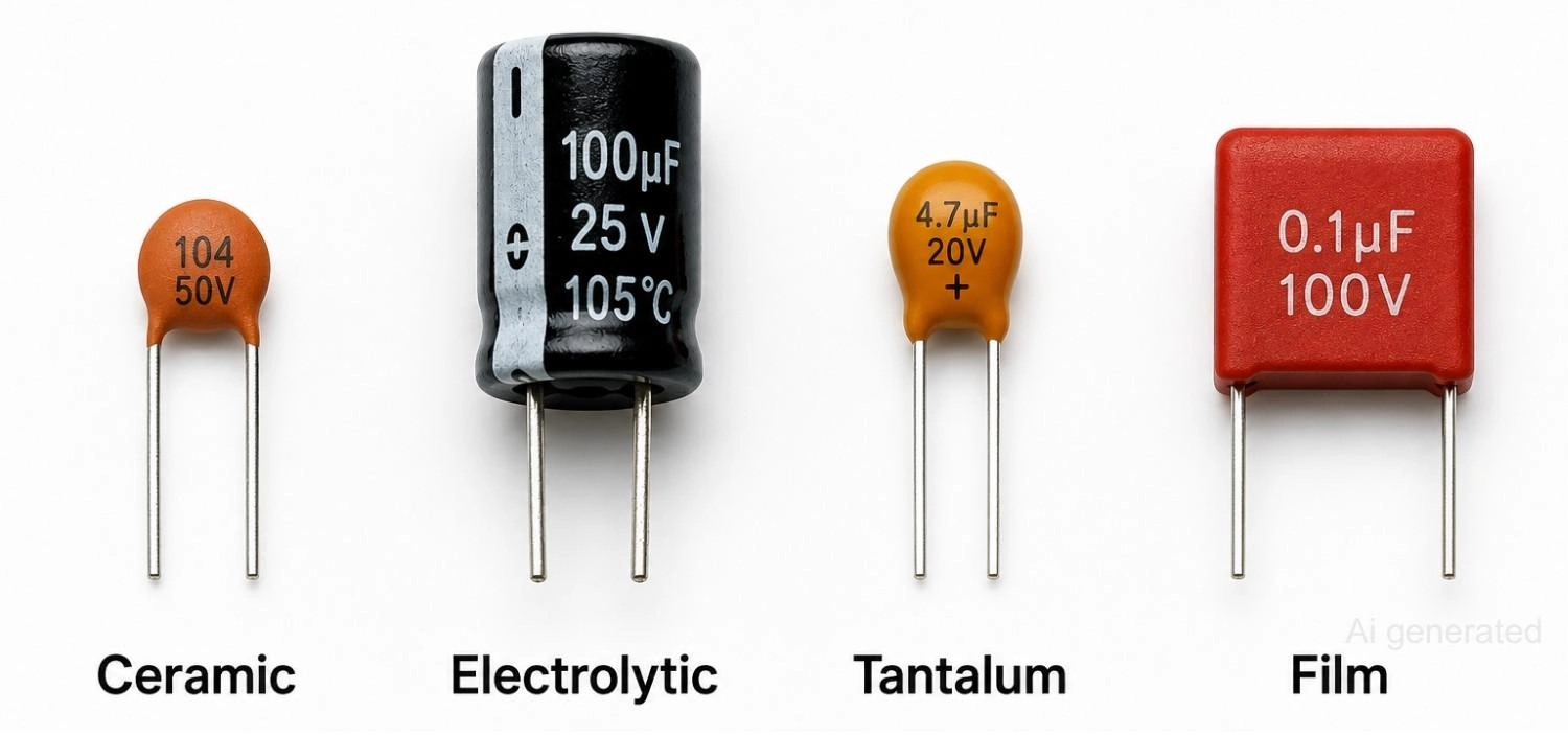 ceramic electrolytic tantalum and film capacitor types