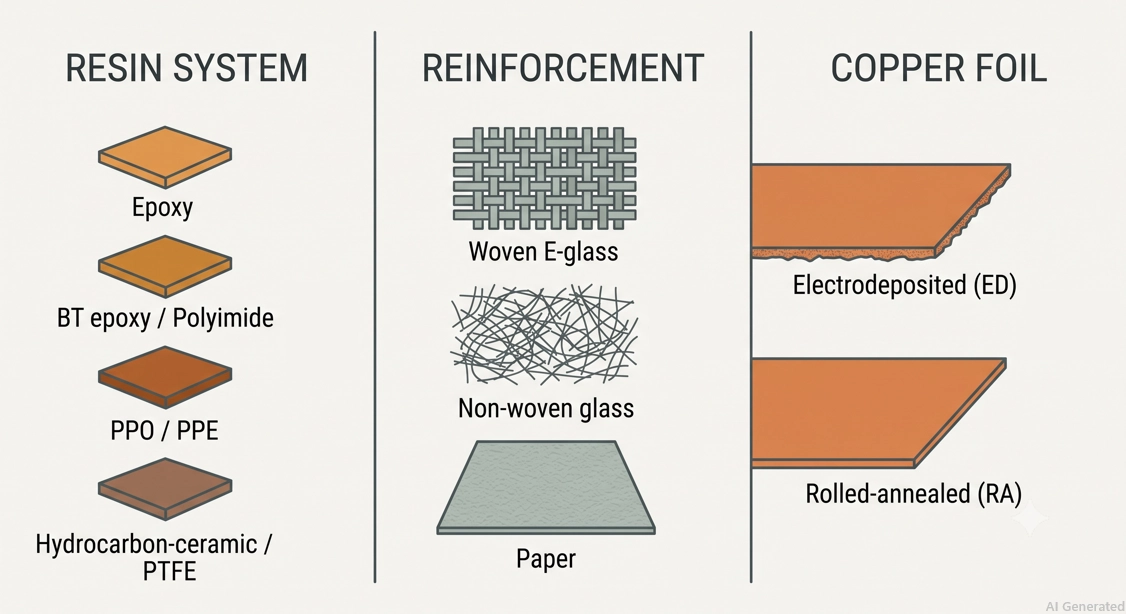 copper clad laminate material components