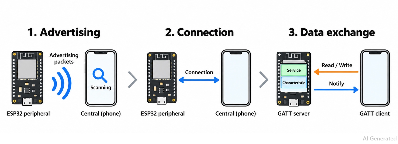 esp32 ble roles showing a peripheral