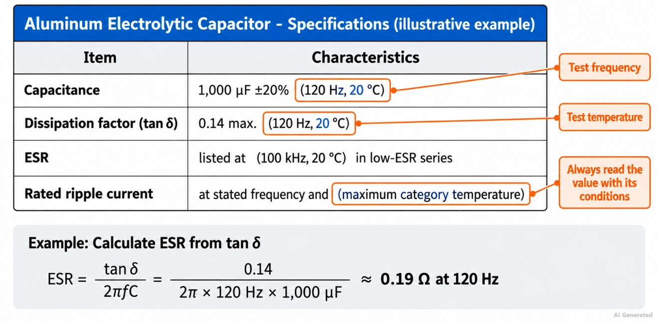 find esr of a capacitor from a datasheet