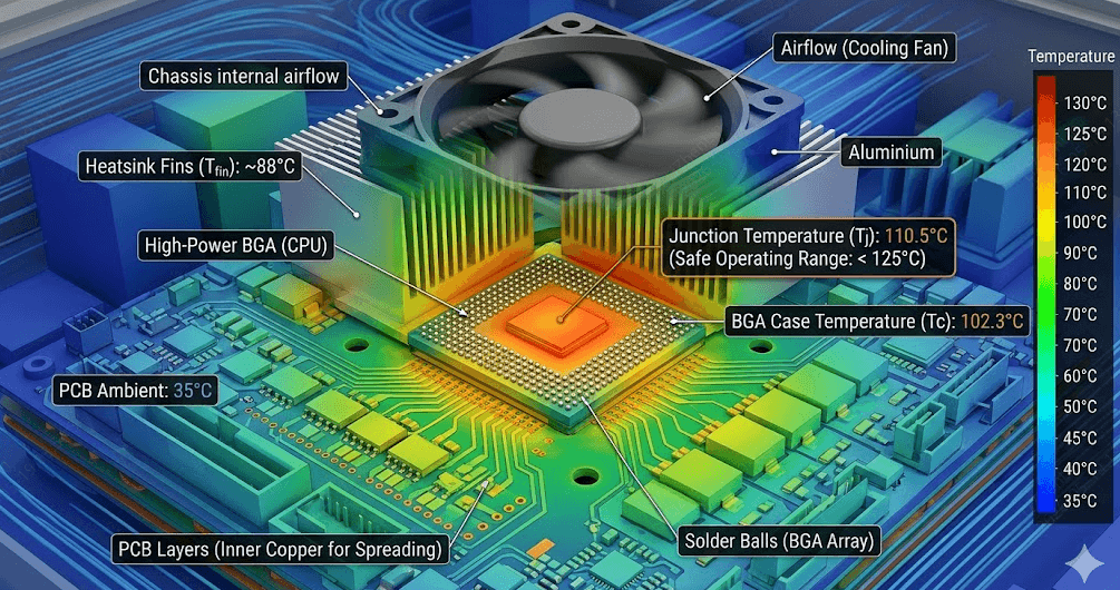 heat dissipation under high power bga