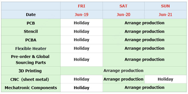 jlcpcb factories holiday Schedule 1