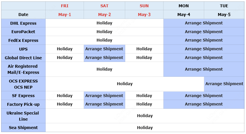 jlcpcb logistics companies schedule