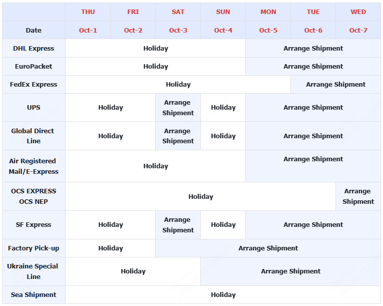 jlcpcb oct logistics companies schedule 2026