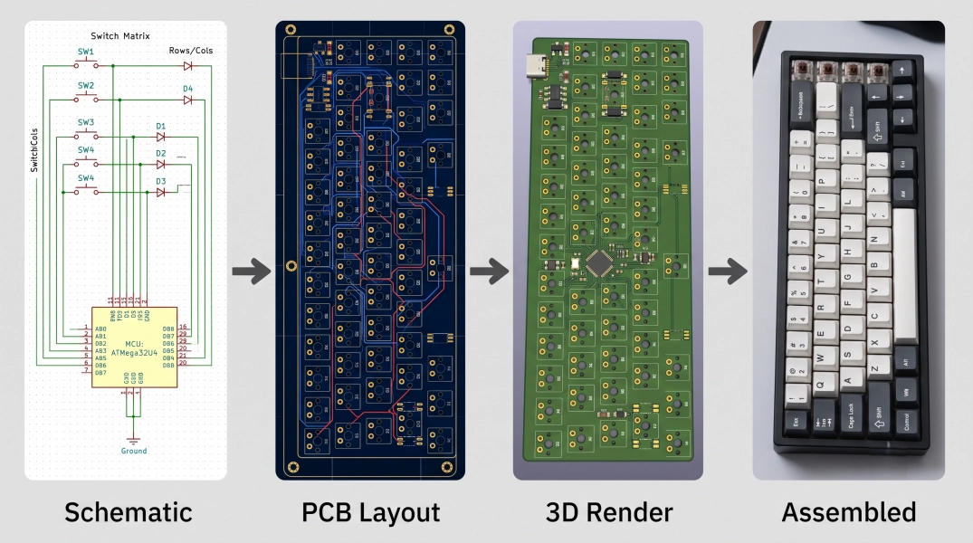 keyboard pcb design workflow from schematic to assembly