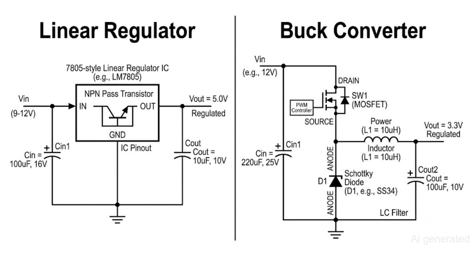 linear regulator vs buck converter