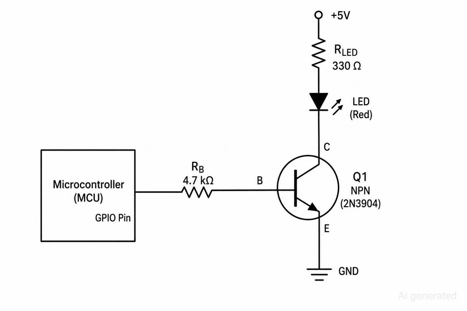 npn transistor switching circuit controlled by microcontroll