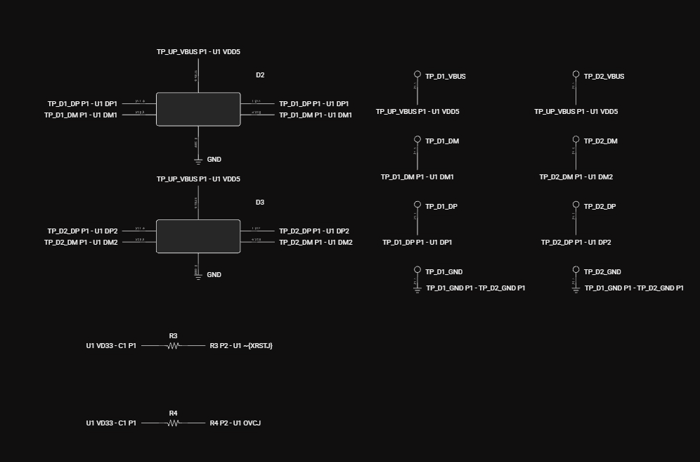 output side schematic of usb hub in flux