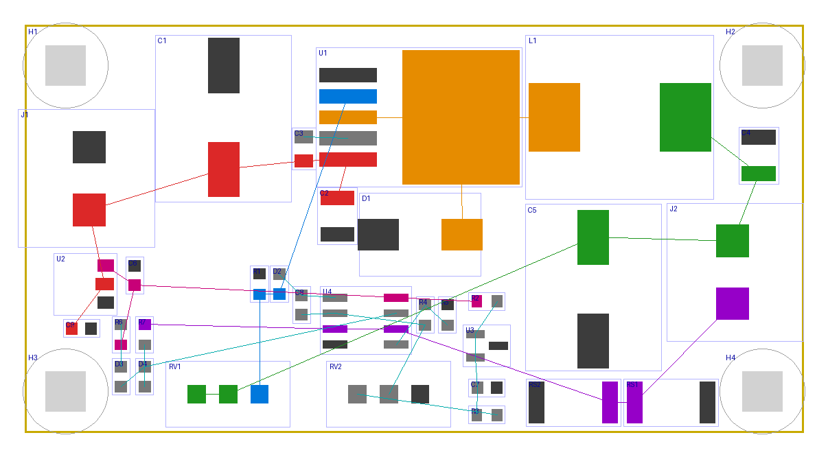 placement plan for the xl4015 buck converter pcb