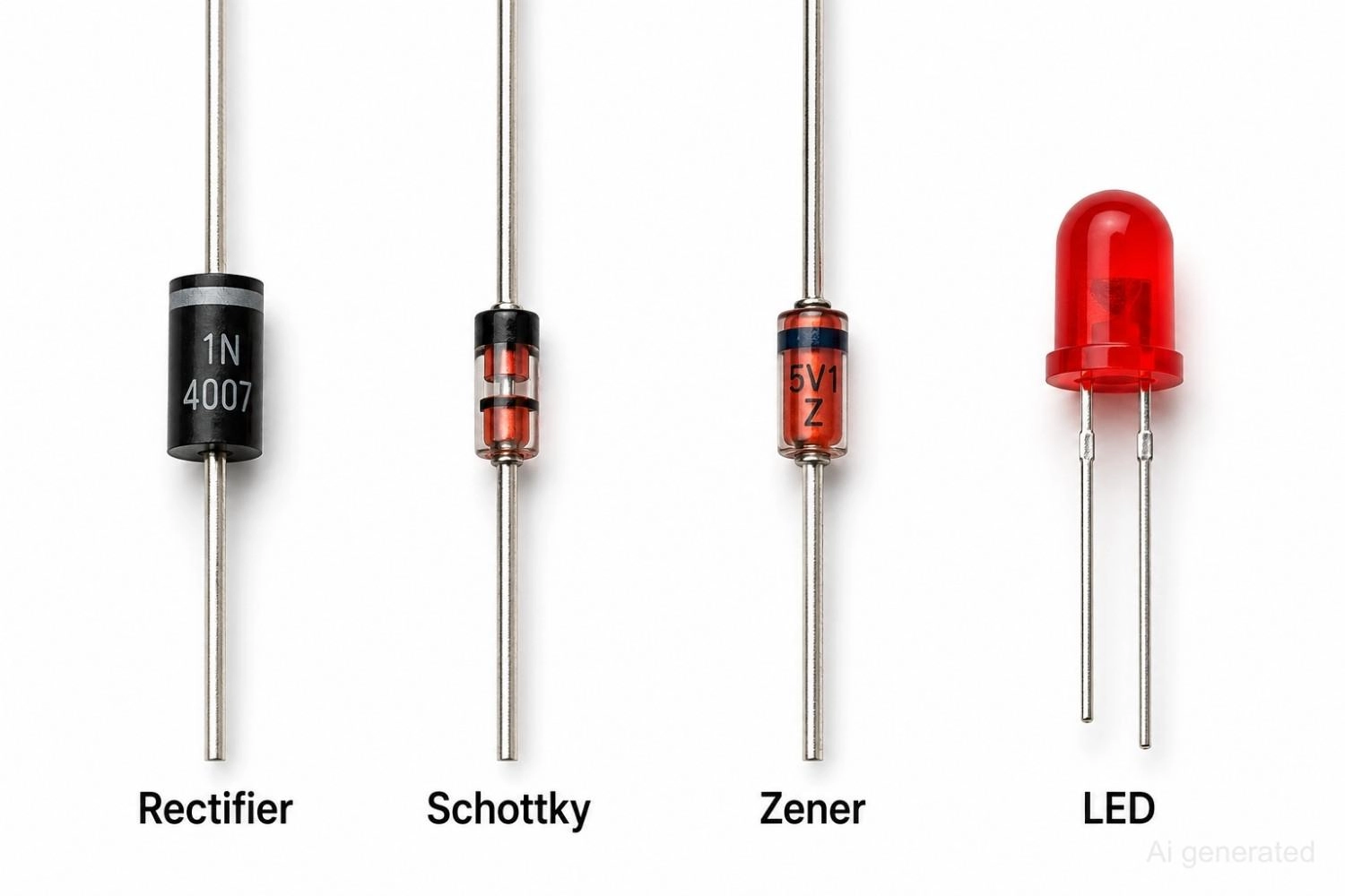 rectifier schottky zener and led diode types